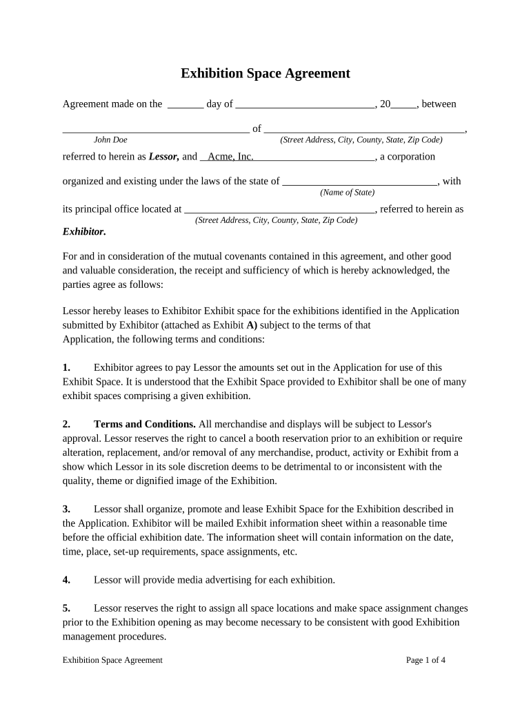 Exhibition Space Agreement  Form