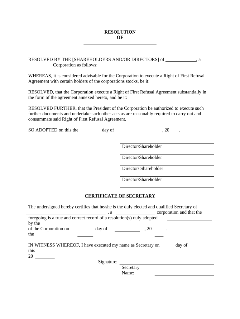 Right First Refusal  Form