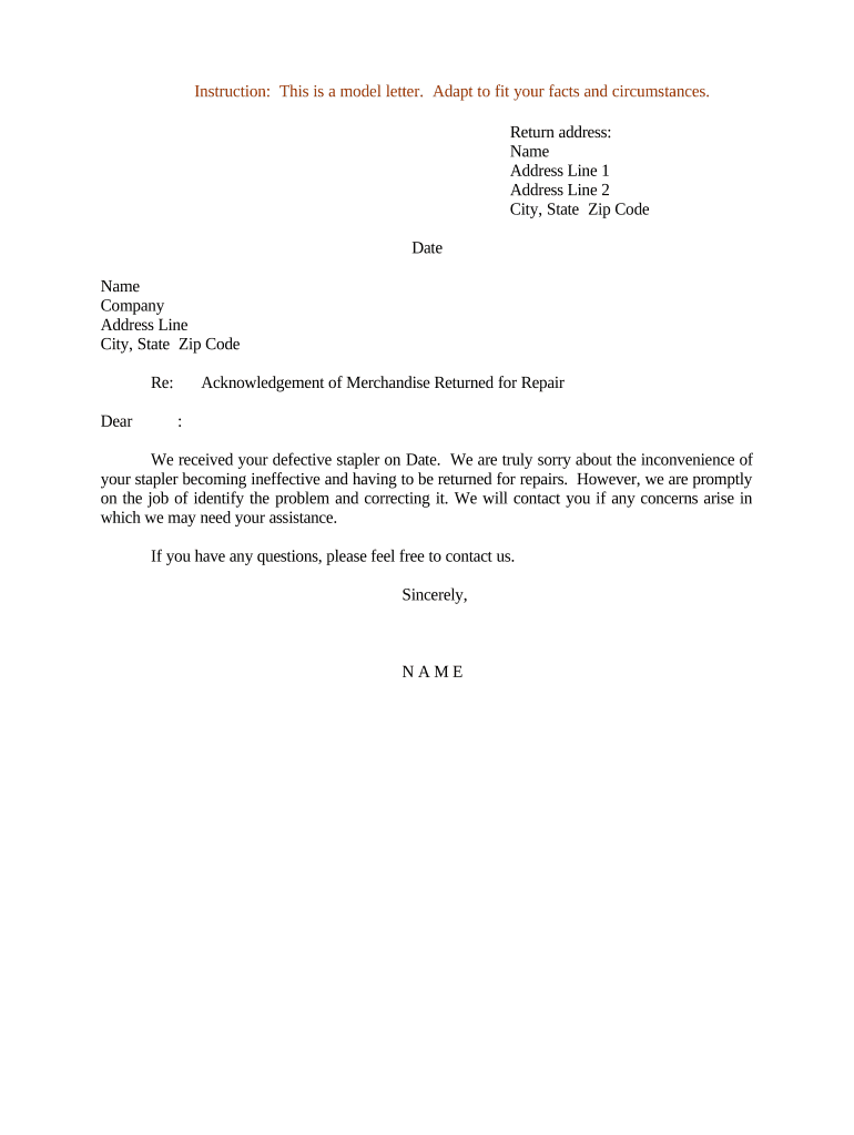 Sample Letter Returned  Form