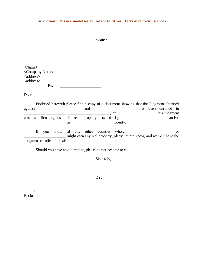 California Judgment Lien  Form