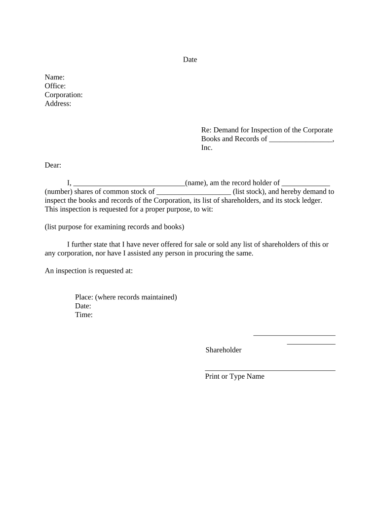 Demand Inspection  Form
