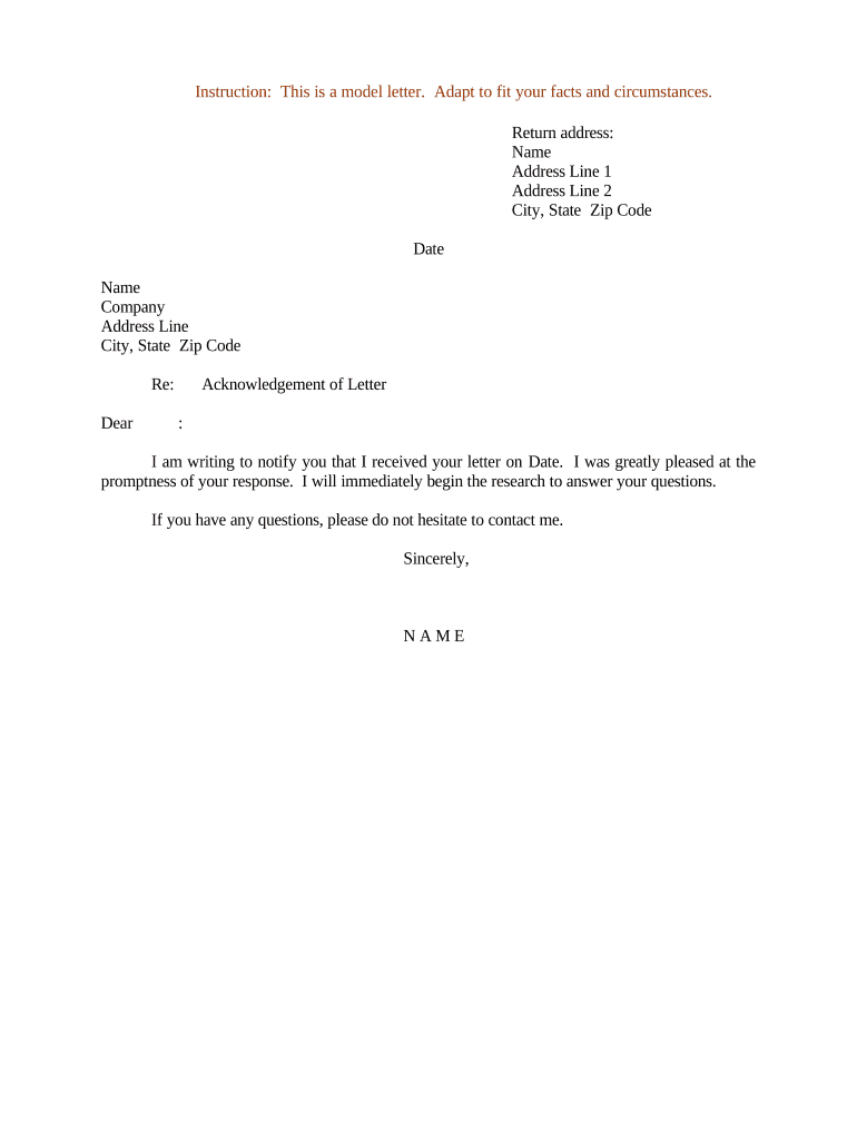 Acknowledgement Sample  Form