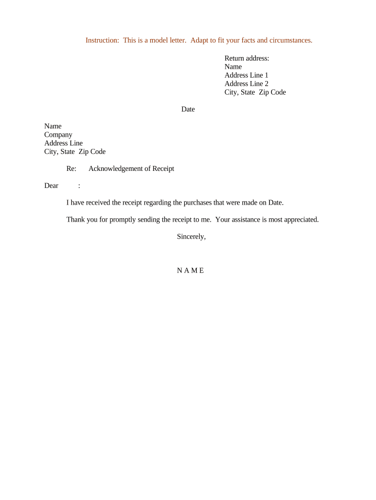 Letter Acknowledgment Receipt  Form