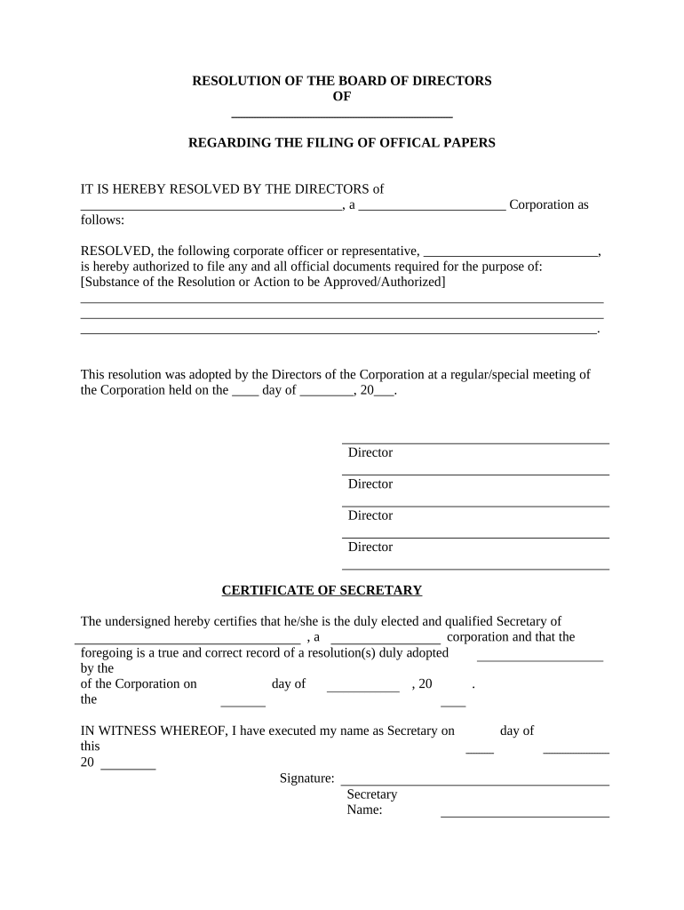 Resolution Form