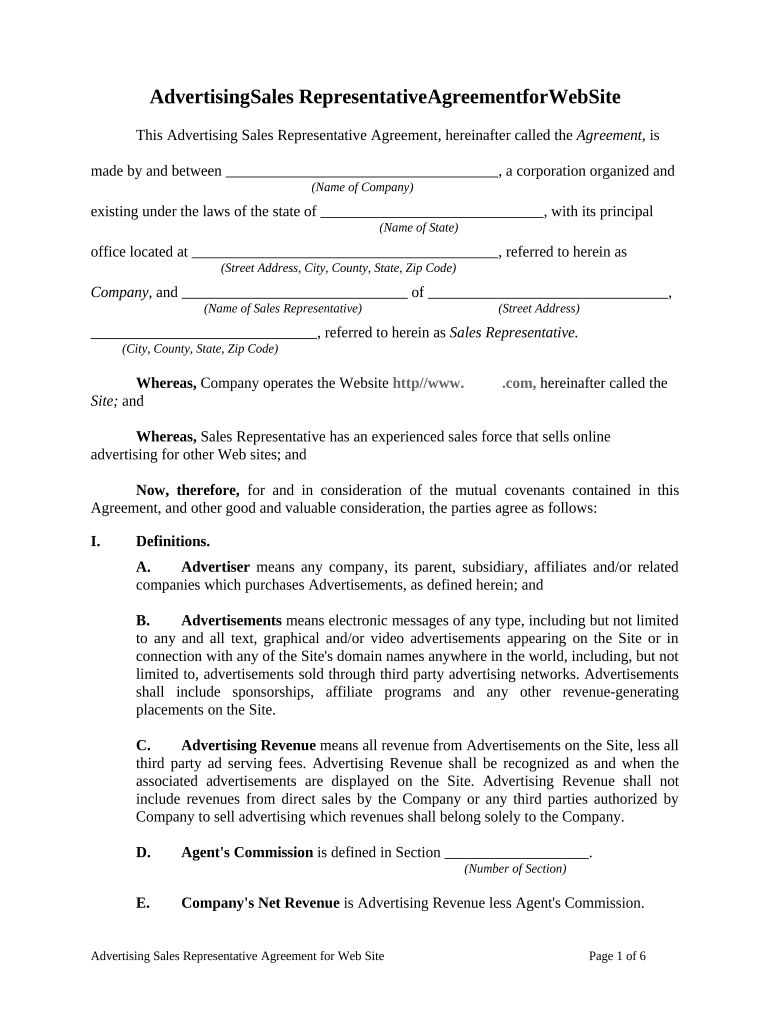 Advertising Agreement Online  Form