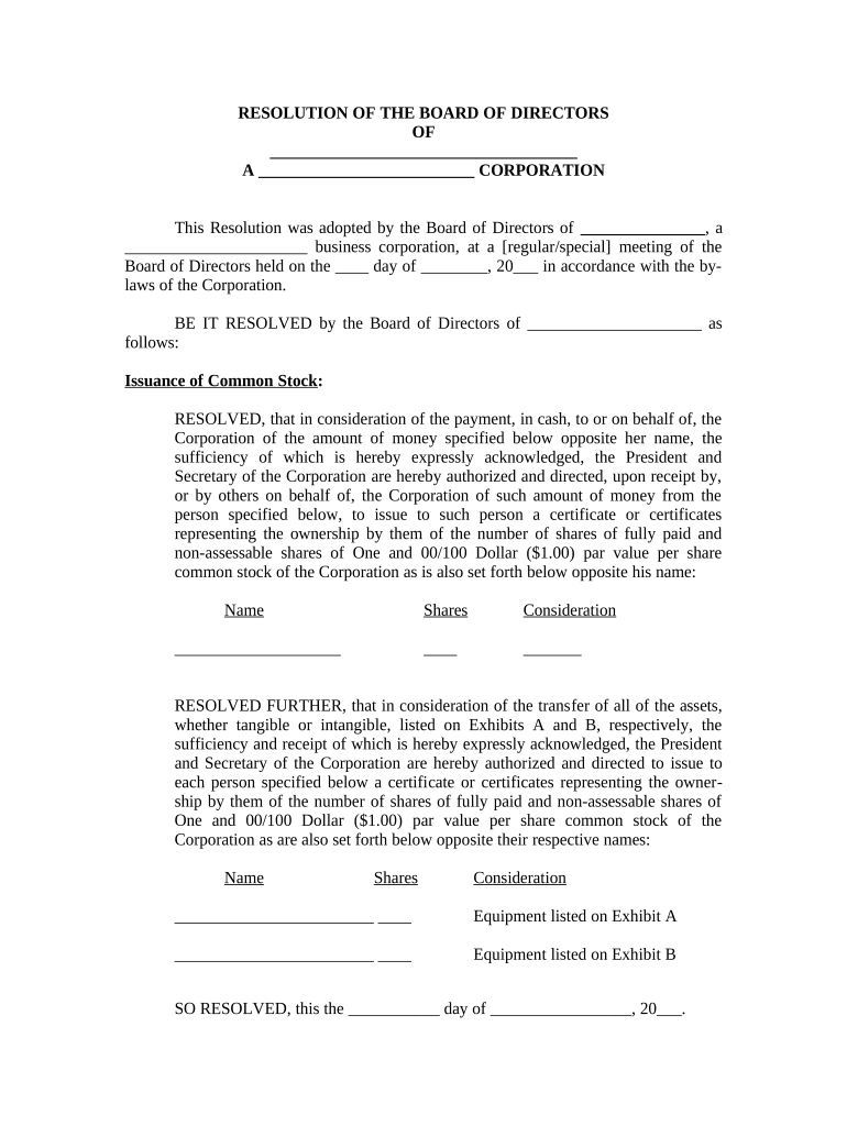 Capital Stock  Form