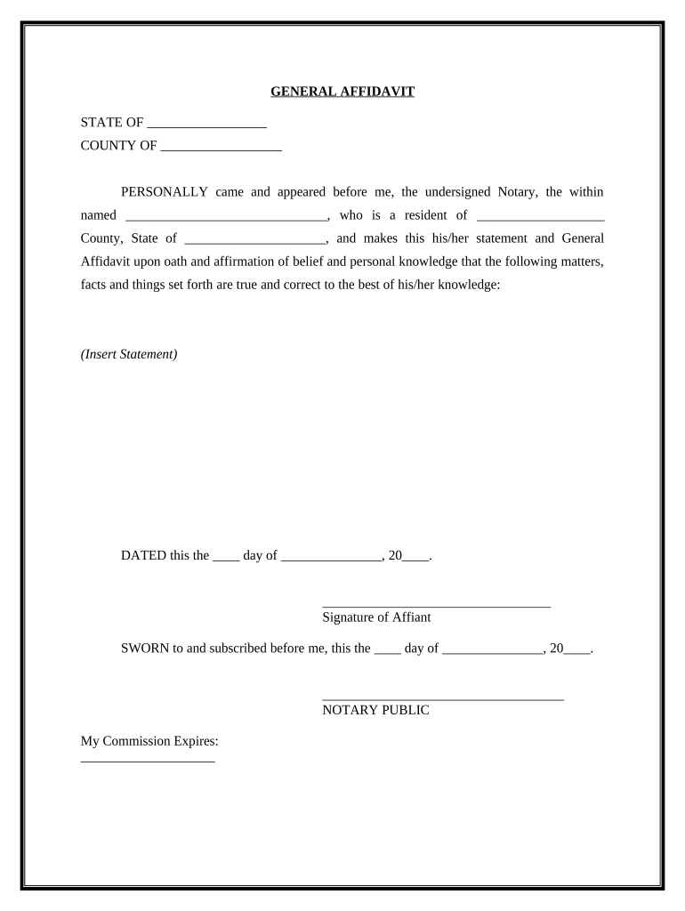 Affidavit General  Form