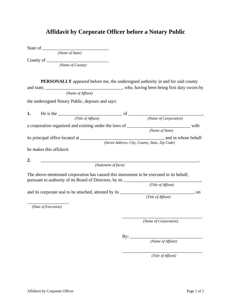Corporate Officer  Form