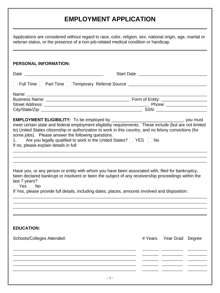 Work Application Form