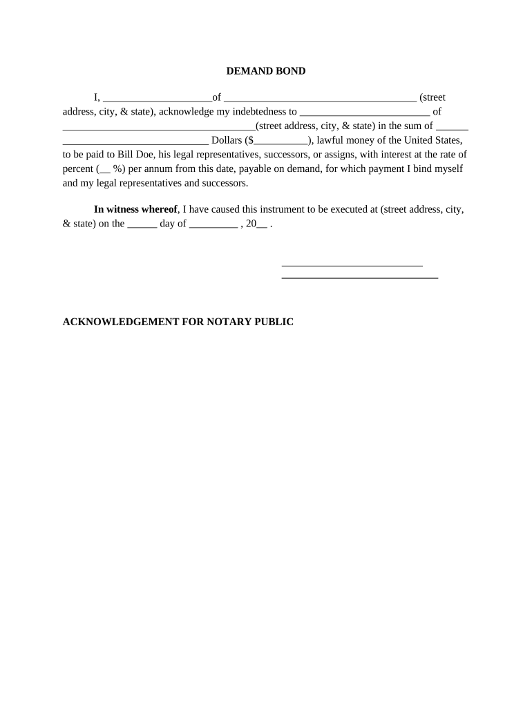 Demand Bond Form