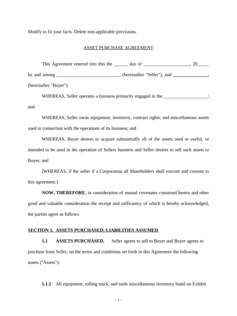 Asset Purchase  Form