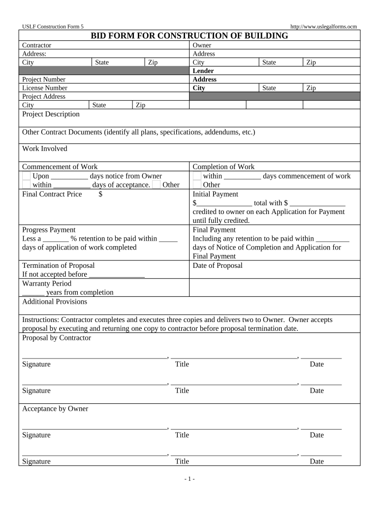 University of Missouri Construction Proposal Form