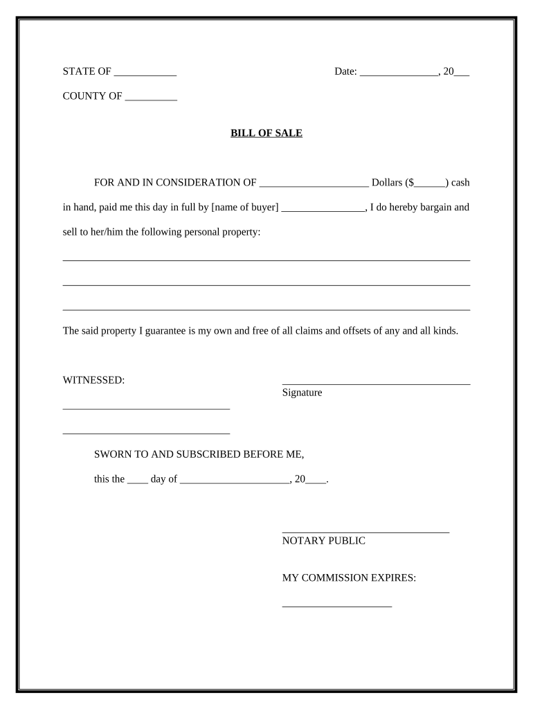 Simple Bill Sale Form