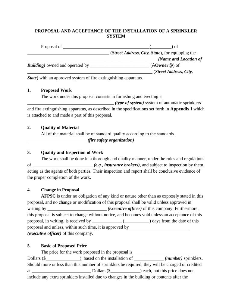 Proposal Acceptance of  Form