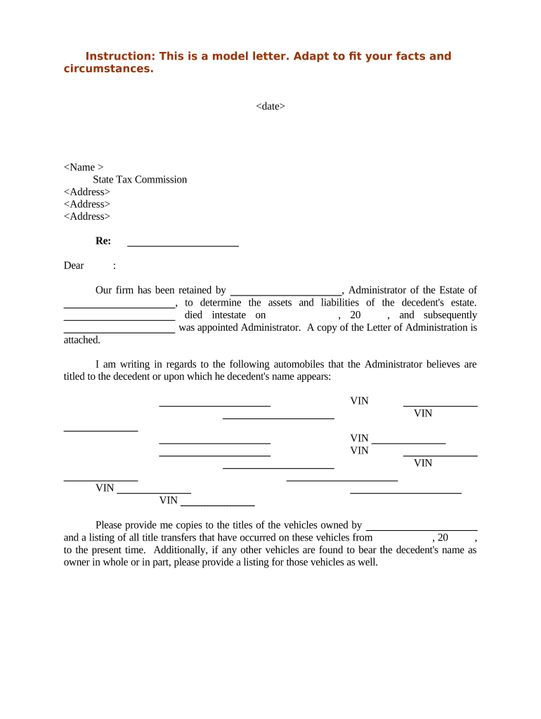 Letter Commission Estate  Form