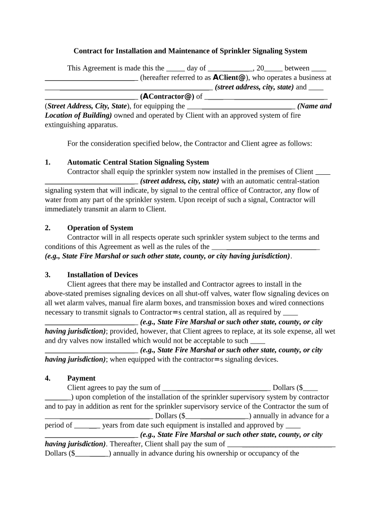 Contract Installation Form