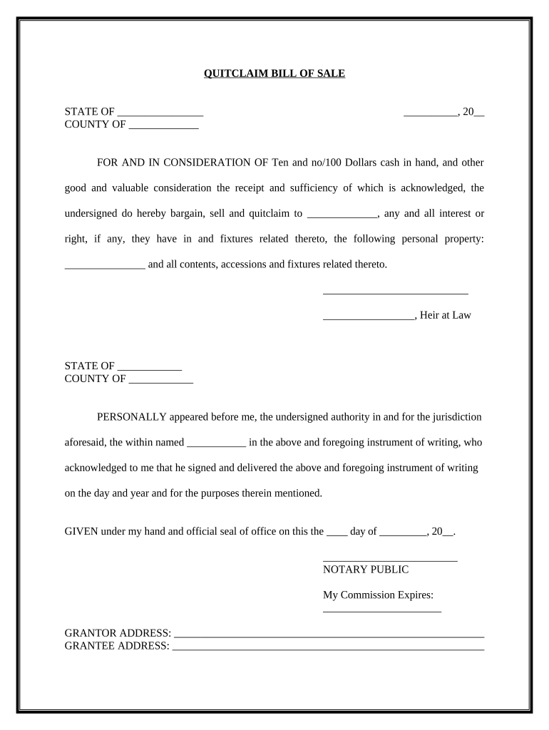 Bill Sale Form Agreement