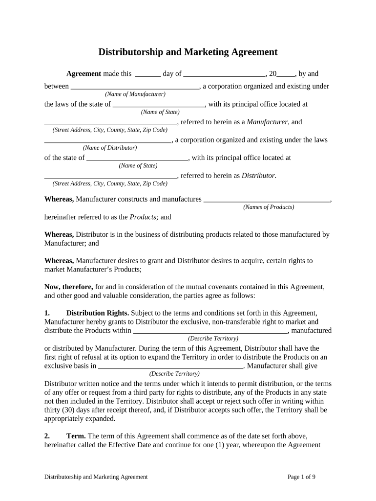 Marketing Agreement Form