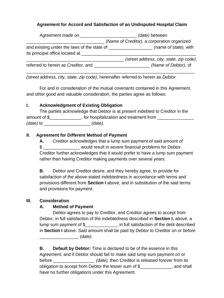 Agreement Satisfaction of  Form