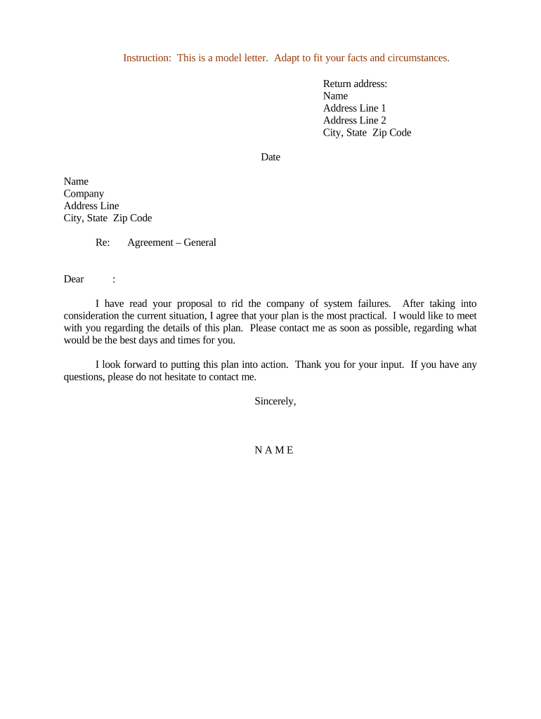 Agreement Letter  Form