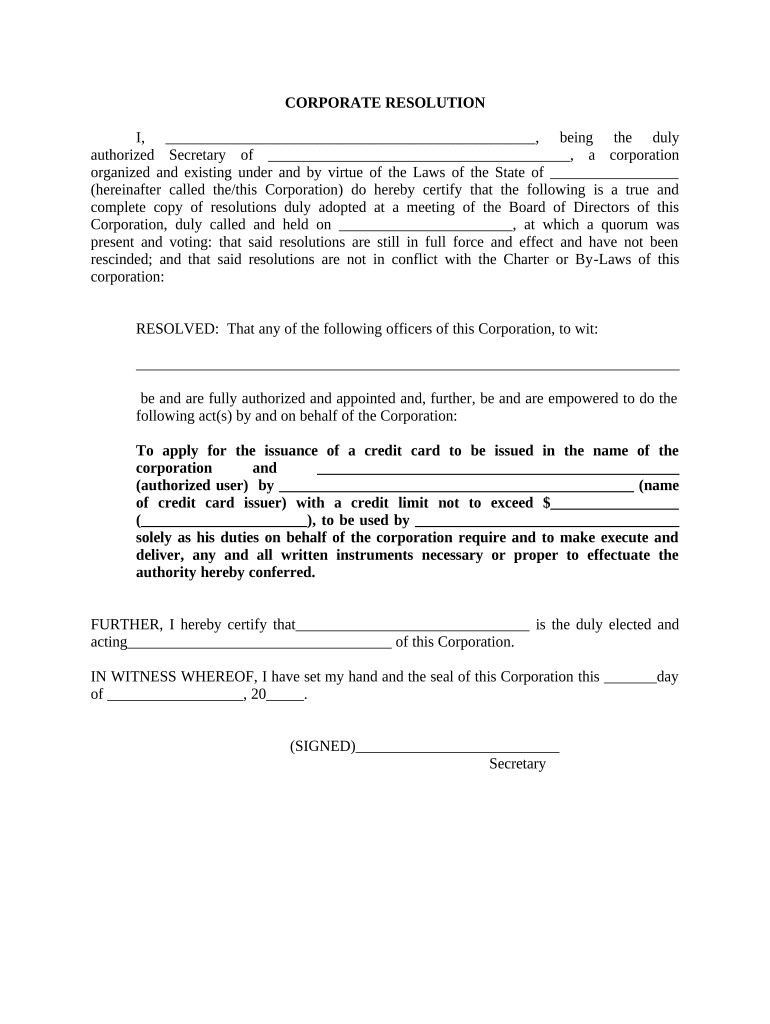 Credit Card Form Agreement