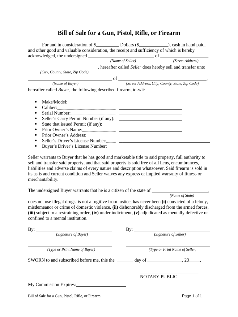 Sale Firearm  Form