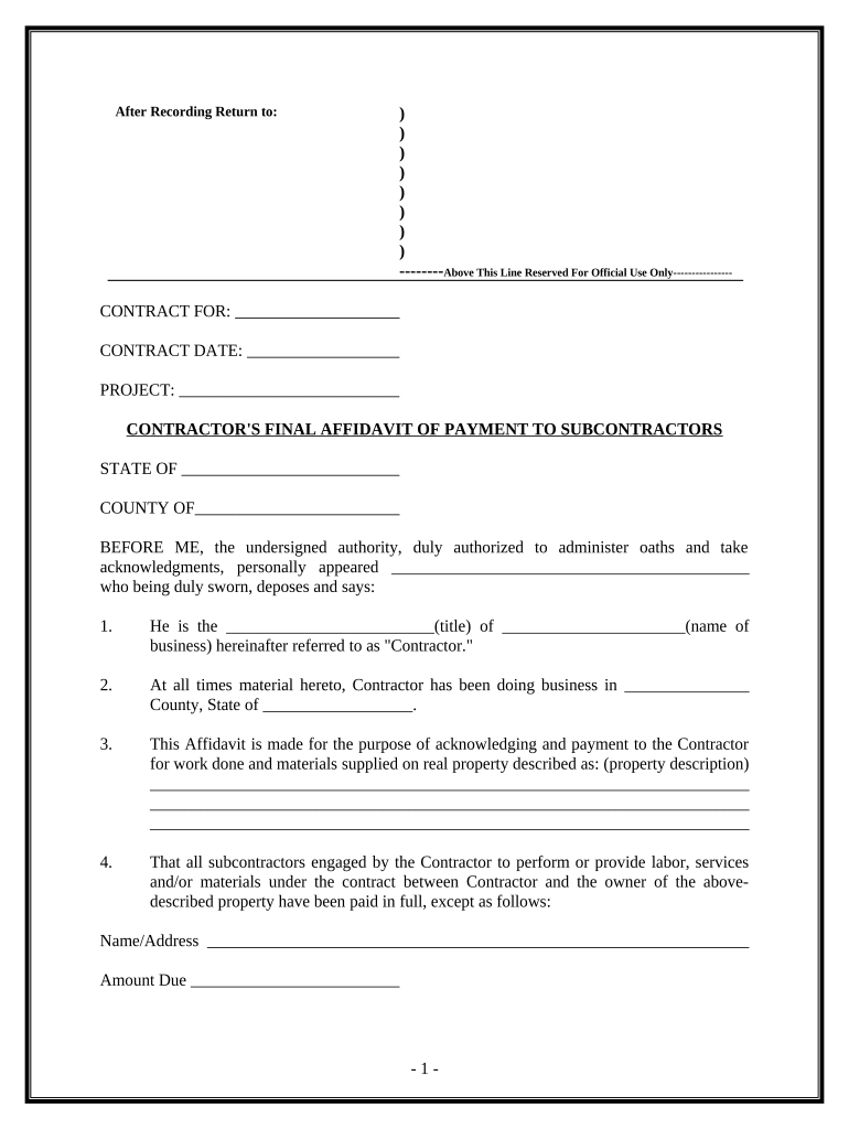 Affidavit Payment  Form
