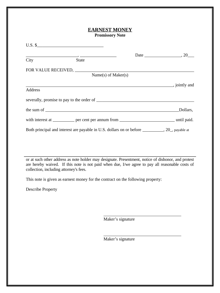 Earnest Money Form Contract