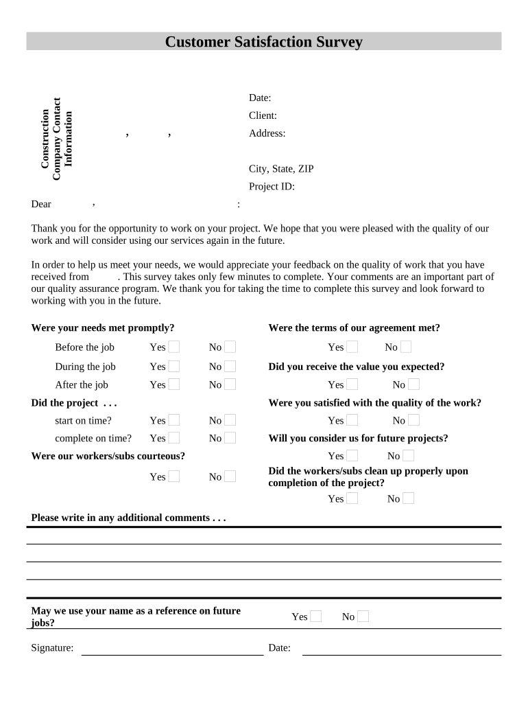 Customer Satisfaction Survey  Form