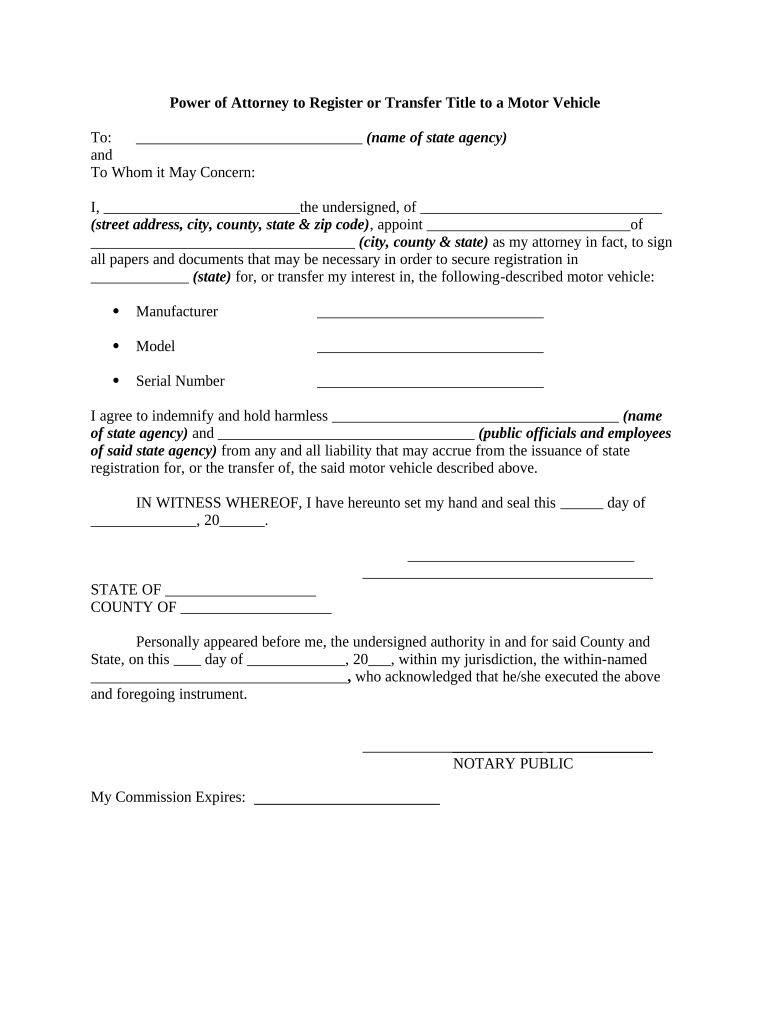 Transfer Title Automobile  Form