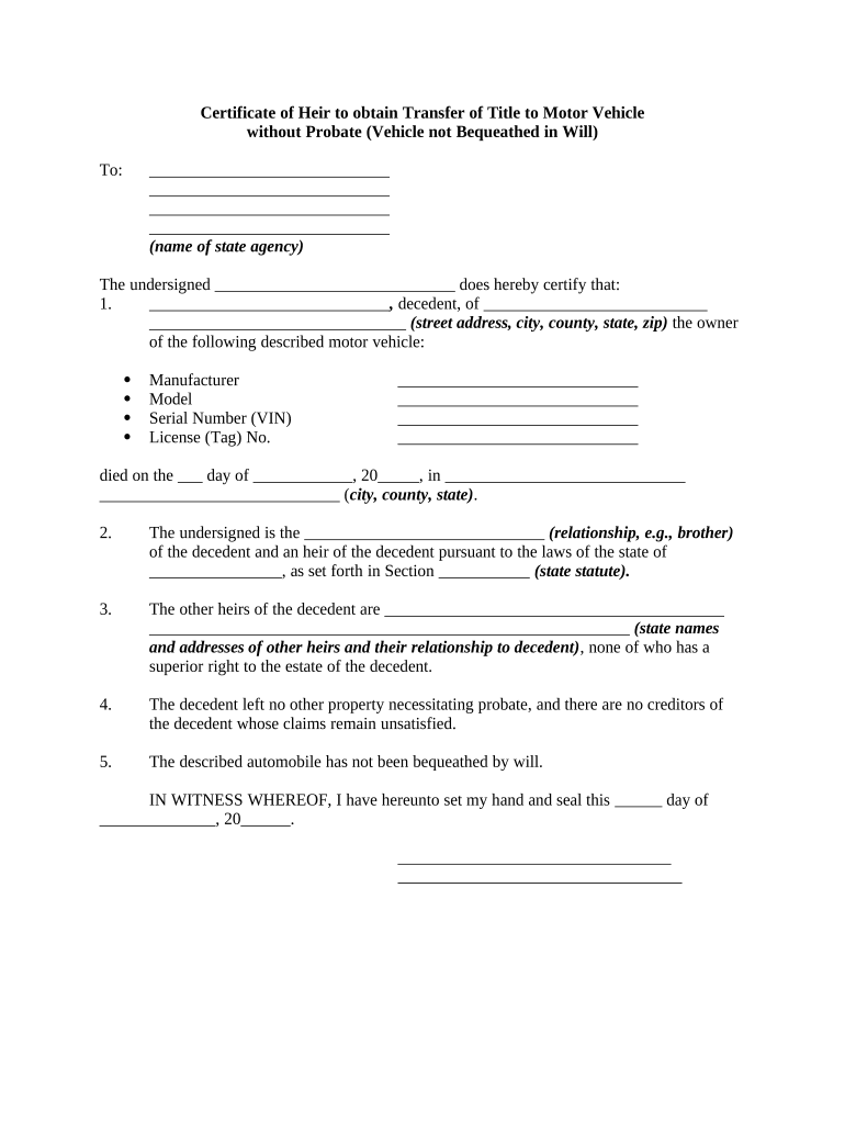 Transfer Title  Form