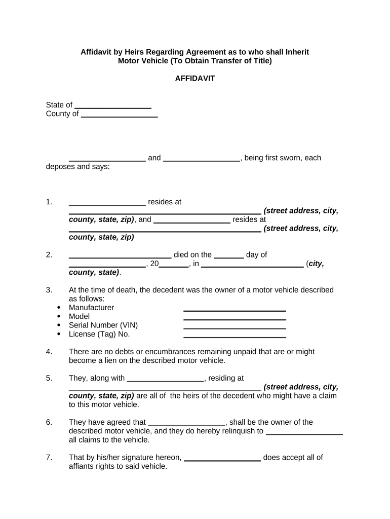 Vehicle Title  Form