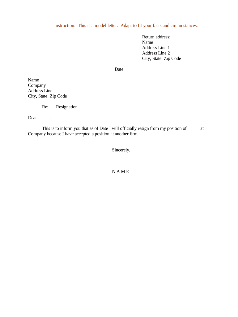 Letter of Resignation  Form