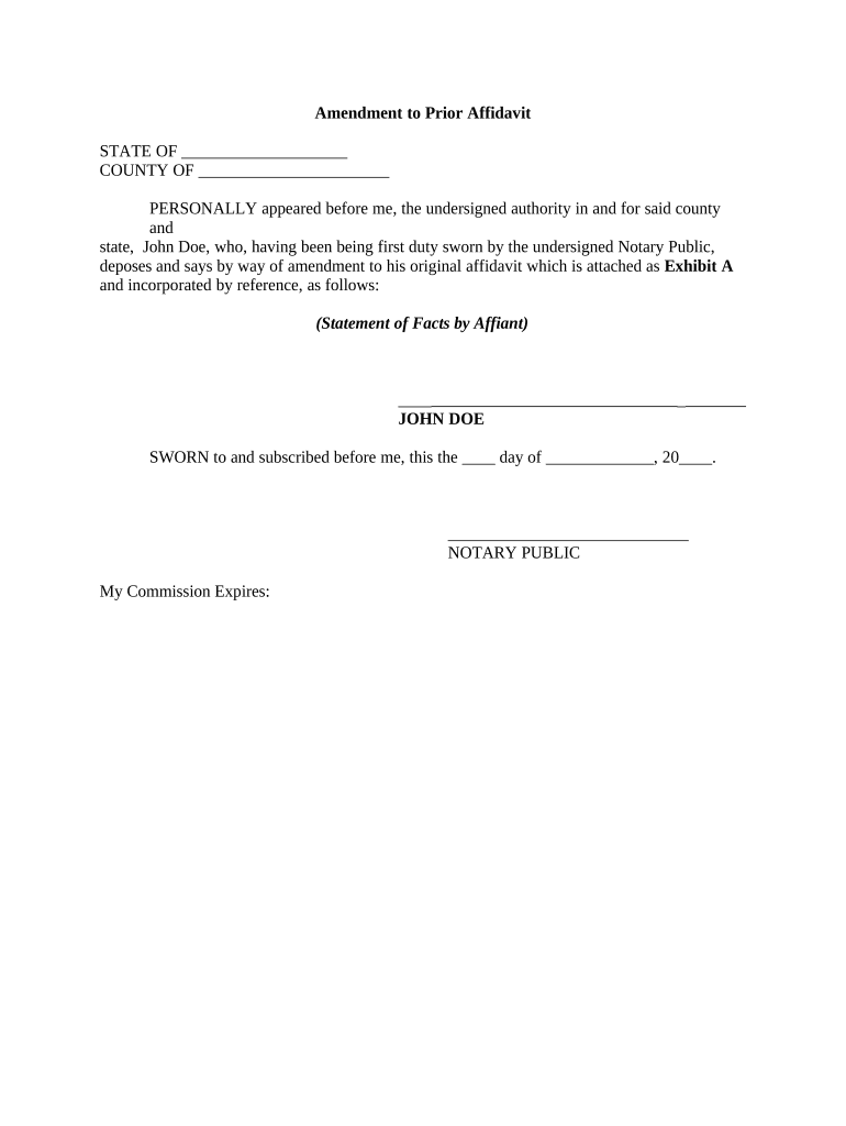 Amendment Prior  Form