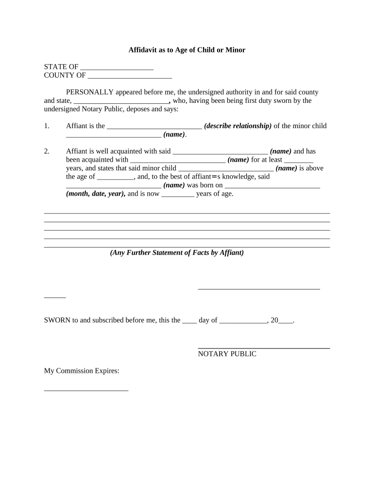 Affidavit Child  Form