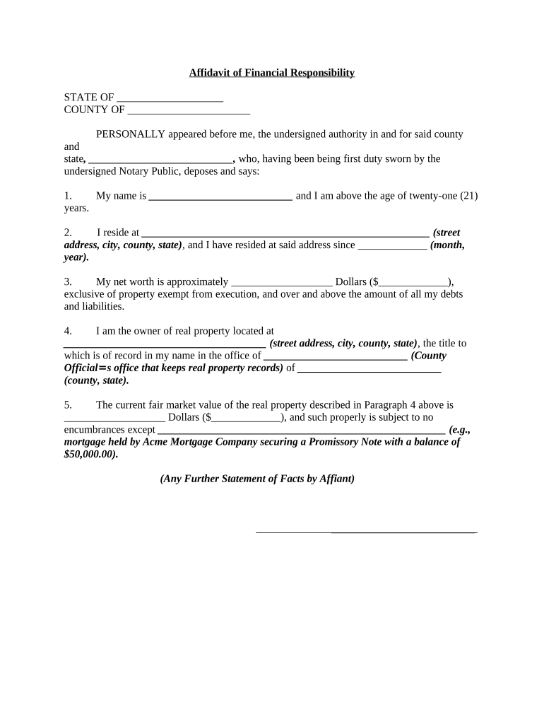 Financial Responsibility  Form