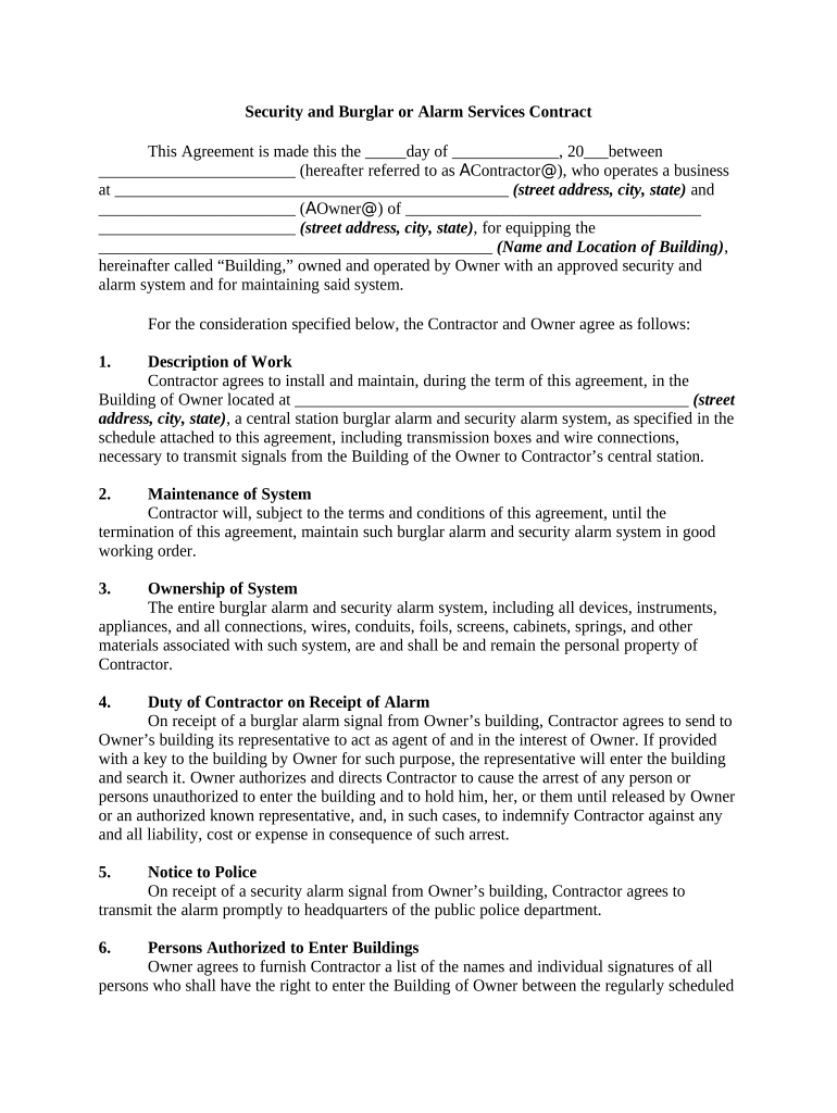 Security Contract Form