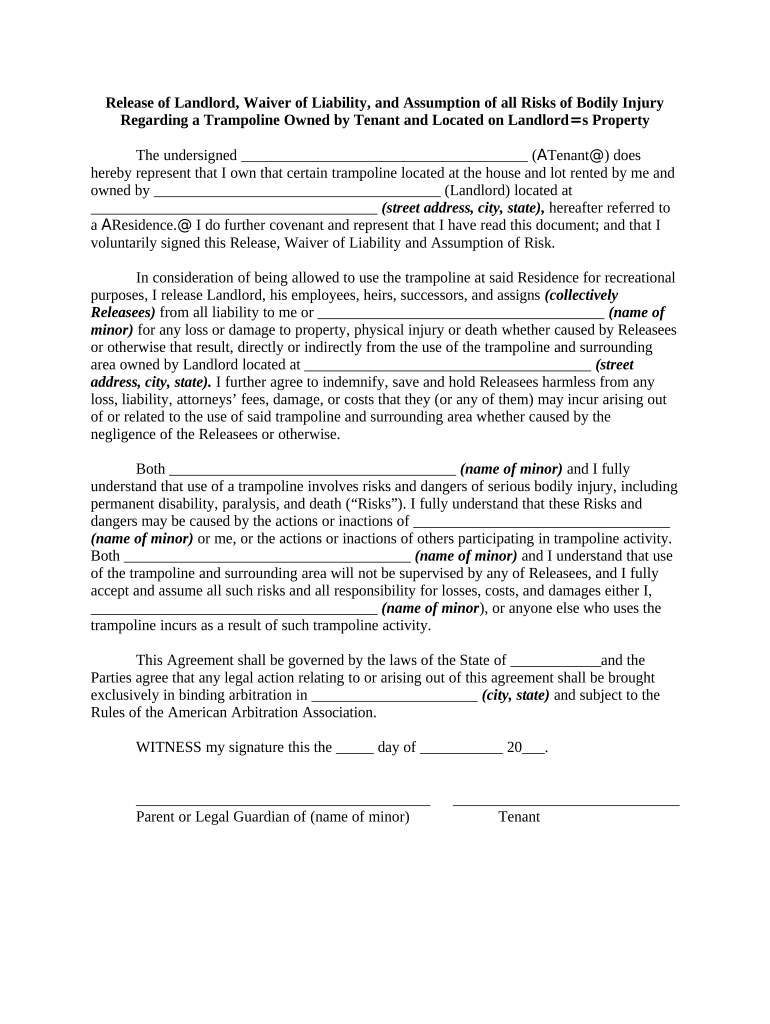 Landlord Liability  Form