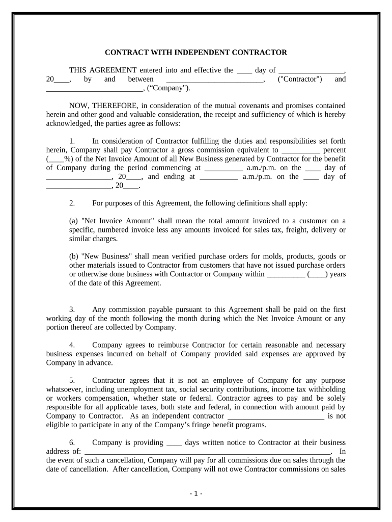 Employment Contractor Agreement  Form