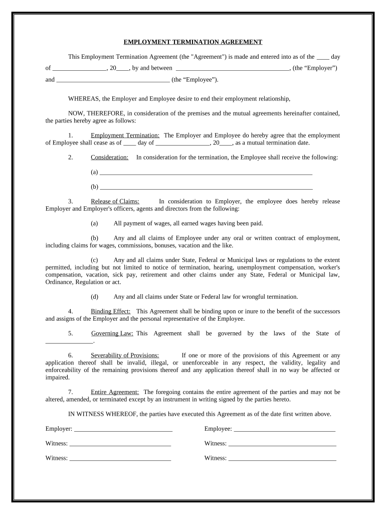 Employment Termination  Form