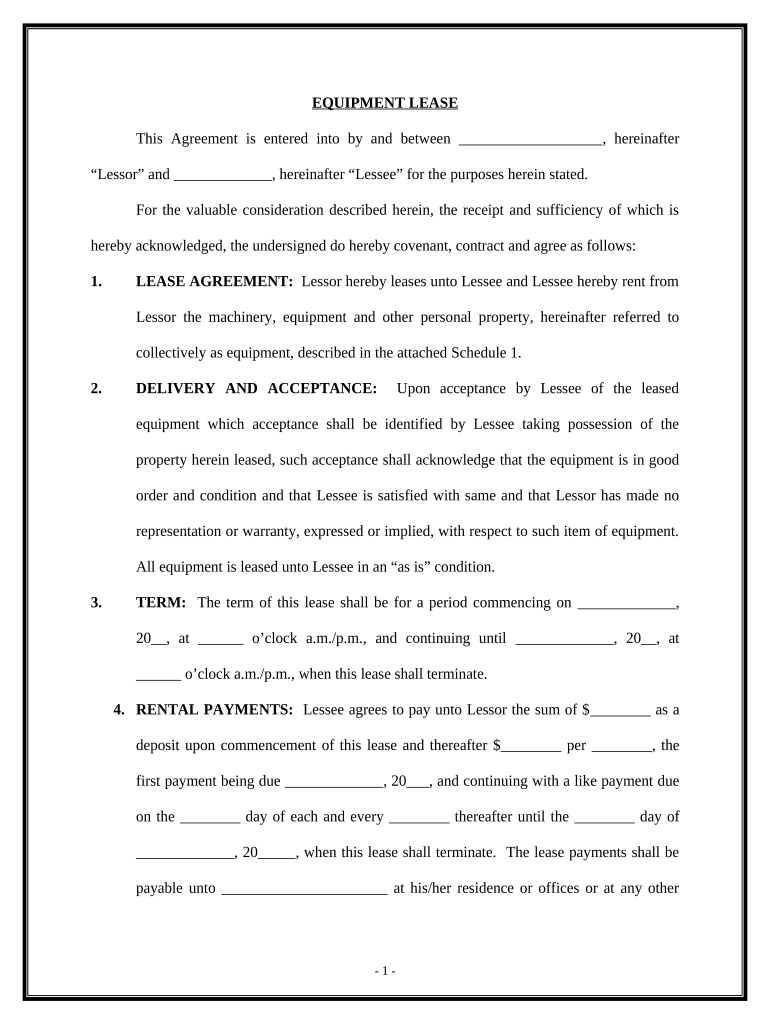 Equipment Lease General  Form