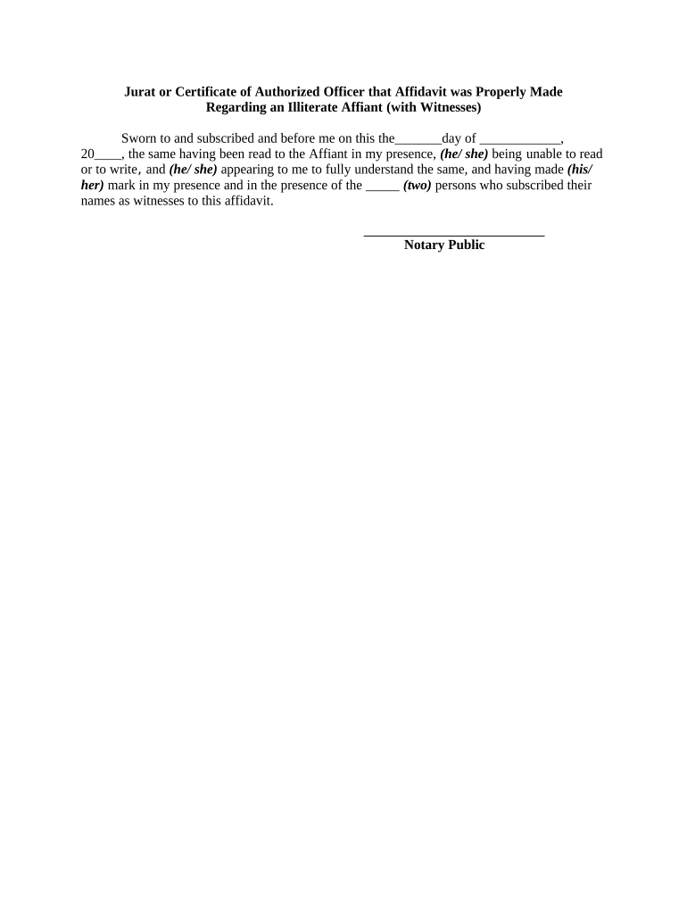Affidavit Illiterate  Form
