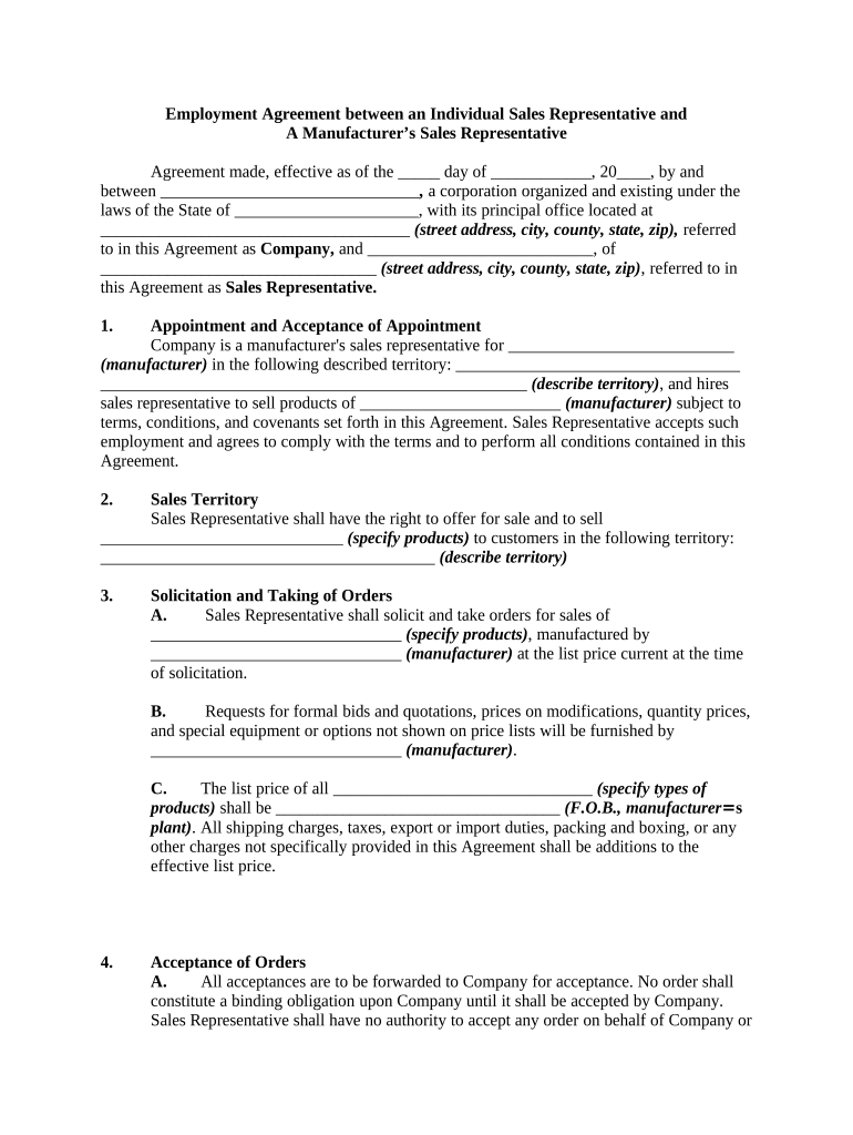 Agreement between Sales  Form