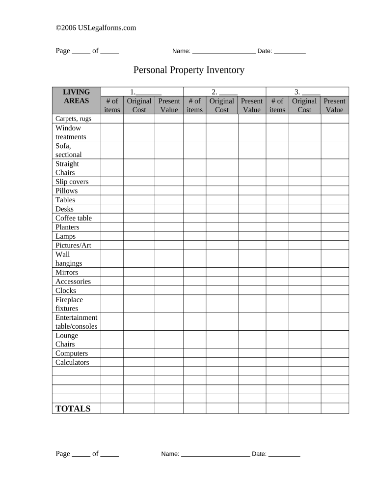 Property Inventory  Form