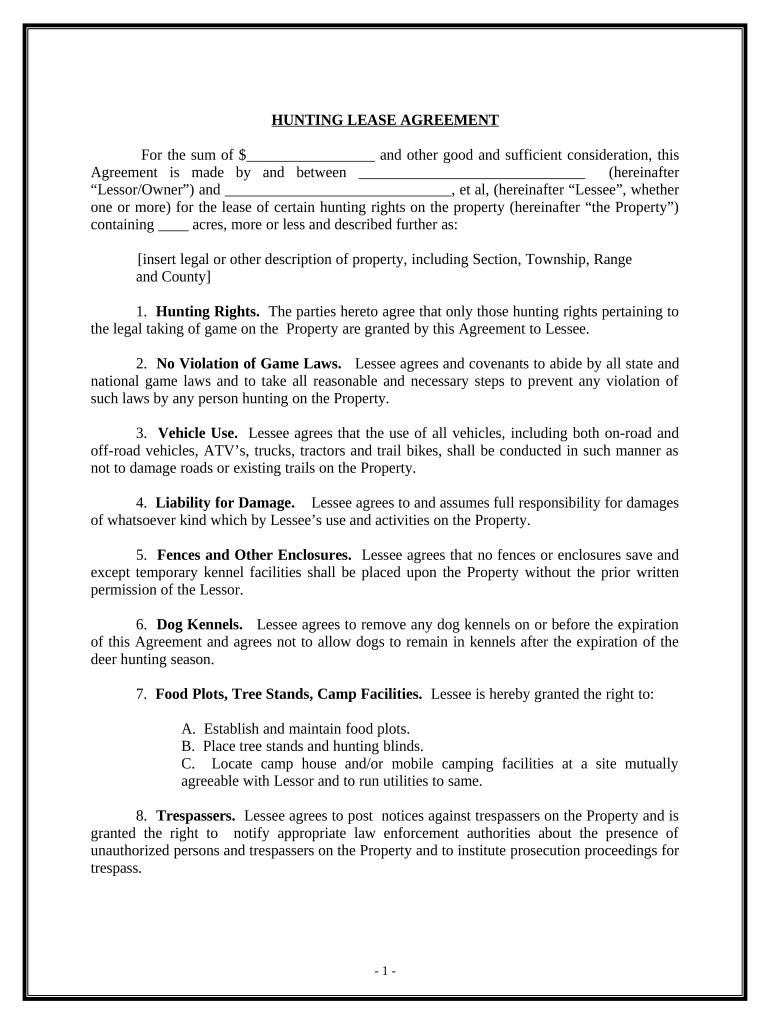 Lease Land Agreement  Form