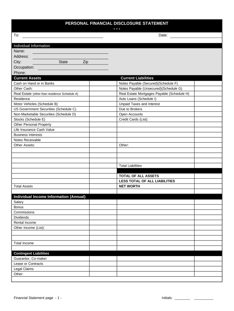 Financial Statement Form