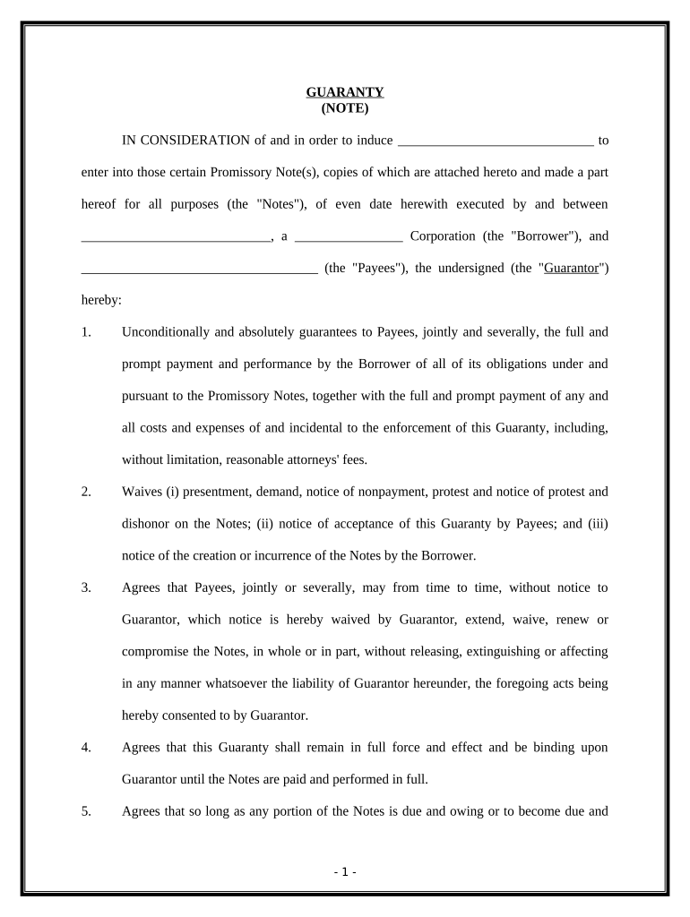 Promissory Note Corporate  Form
