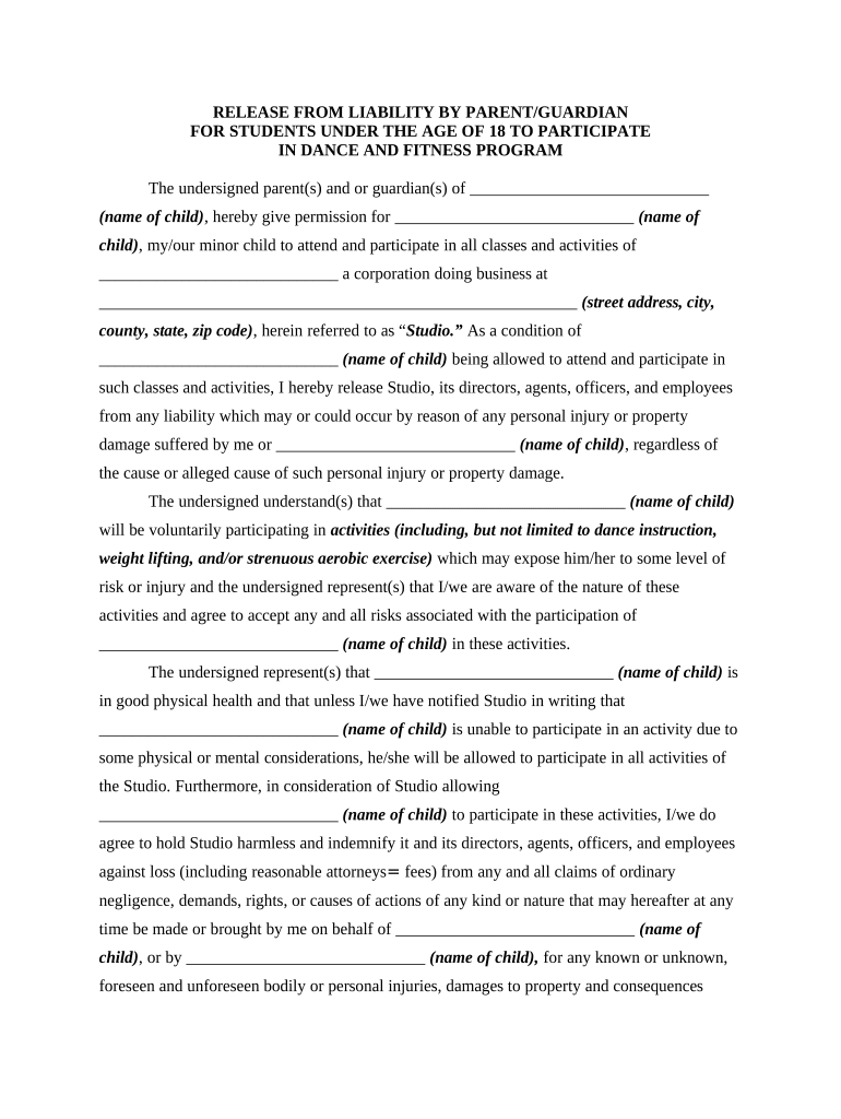 Liability Parent  Form