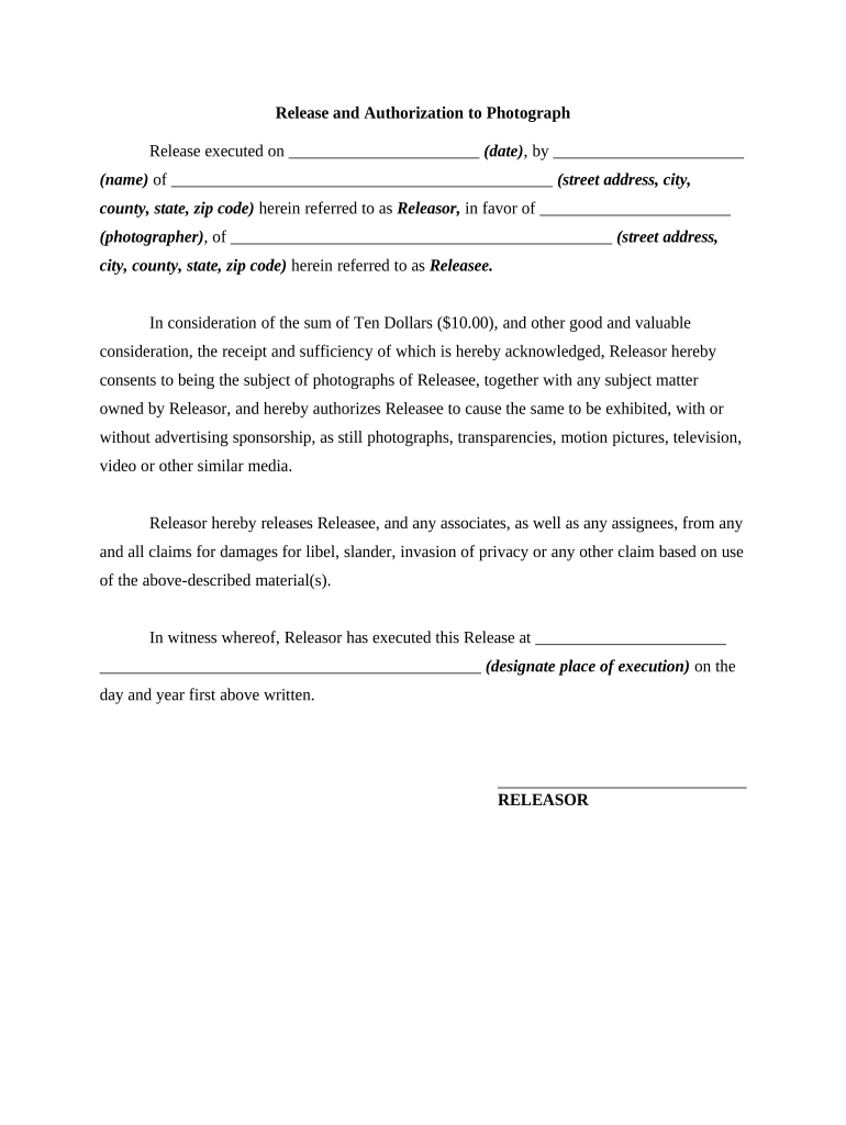 Photography Release  Form