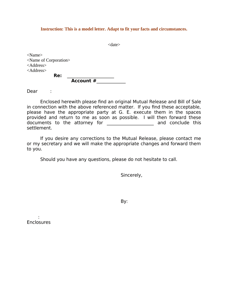 Letter Bill Sale  Form